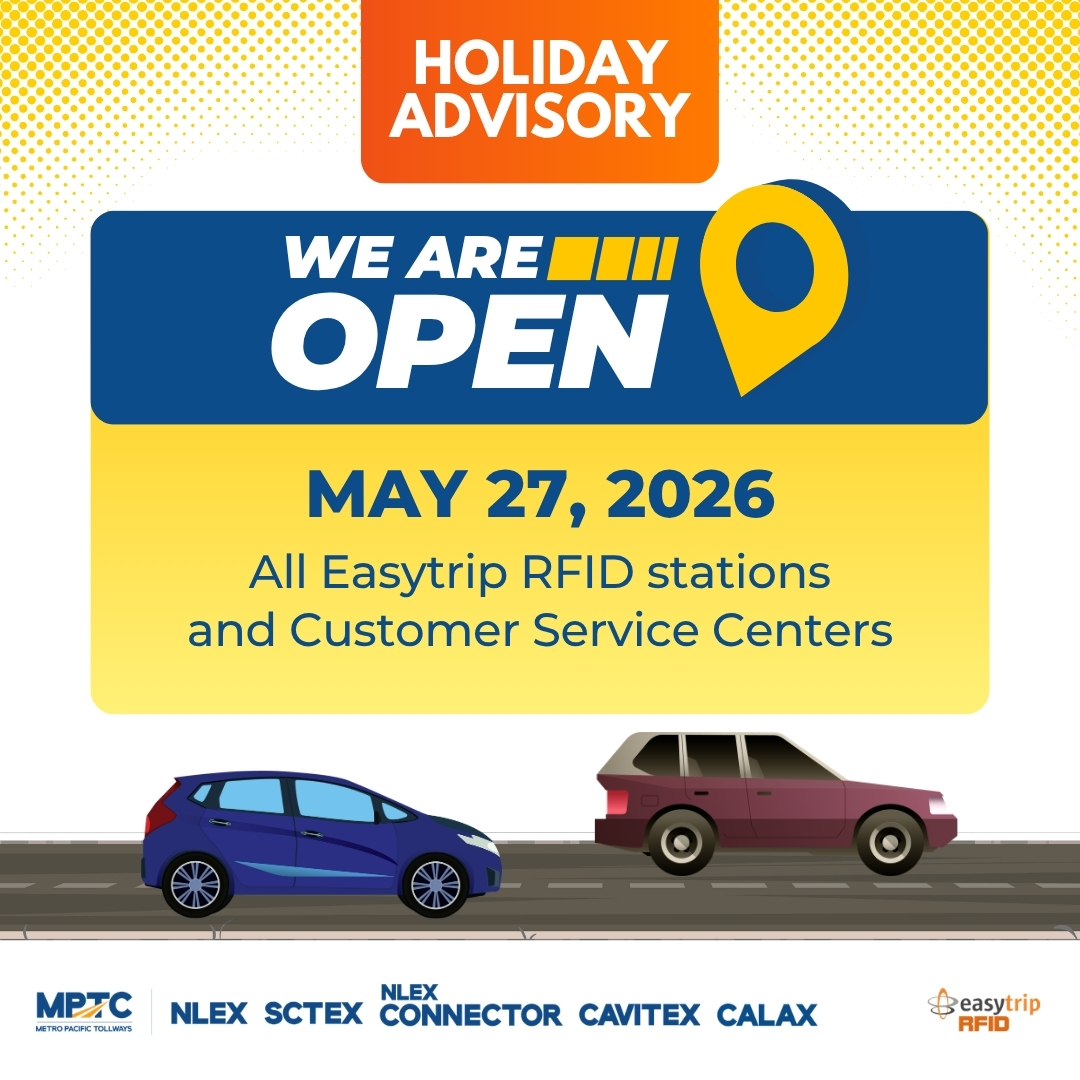 EasytripRFID's tweet photo. Our EasytripRFID Stations and Customer Service Centers will remain open tomorrow, May 27, 2026.

Visit any of our station and have your RFID installed, checked, replaced or enrolled to One RFID.

For faster transactions, book an appointment in advance https://t.co/xDtHrhXnTG https://t.co/T1xOrDg5nn