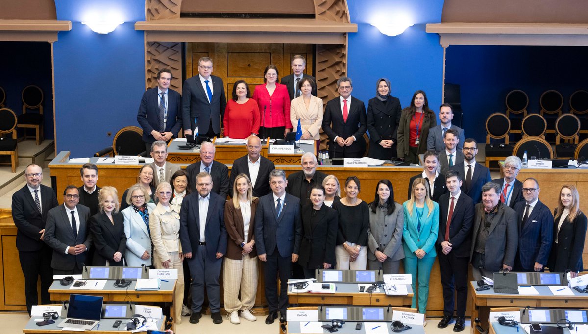 Riigikogu's tweet photo. Happy to host the PACE Legal Affairs&amp;Human Rights Comm to discuss the rule of law, human rights, freedom of expression, accountability for Russia’s war of aggression against 🇺🇦, and the impact of AI on democracy.
“Aggression against 🇺🇦must not go unpunished.” Chair @EerikNKross. https://t.co/Yn5wRMWHXC