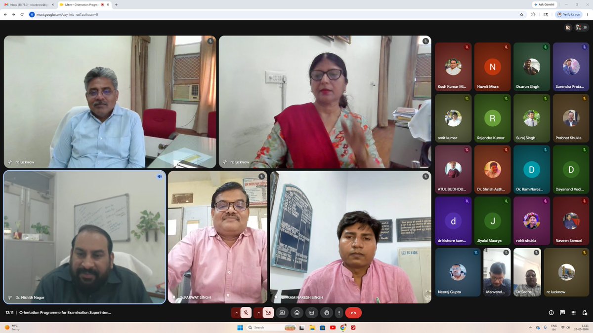 IGNOULucknow's tweet photo. IGNOU Regional Centre, Lucknow organized a Virtual Orientation Programme for Examination Superintendents/Functionaries for Term End Examination June -2026 under the jurisdiction of the Regional Centre, Lucknow on Monday, 25th May, 2026 through Google Meet. https://t.co/bot6qgJXH4