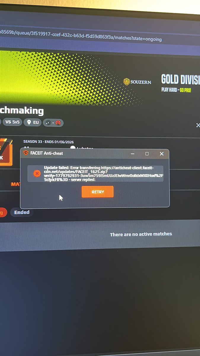 ridgecs_'s tweet photo. @FACEIT what do i do, i deleted it and reinstalled it but it didn’t work https://t.co/fghPSpVZ2a
