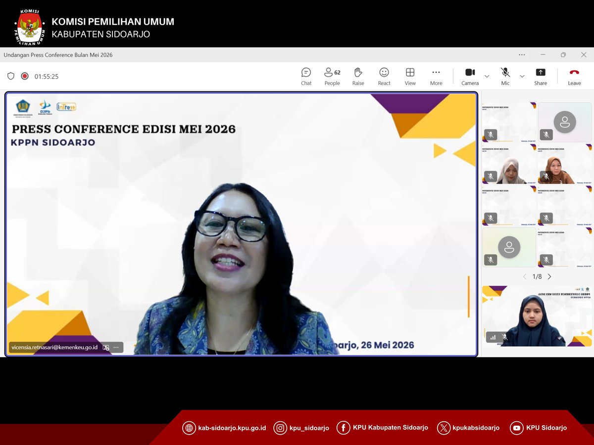kpukabsidoarjo's tweet photo. Halo #TemanPemilih π
Semangat berkegiatan di #SelasaCeria, KPU Kabupaten Sidoarjo (KPU Sidoarjo) mengikuti kegiatan Sosialisasi Monitoring dan Evaluasi (Monev) Kinerja Pelaksanaan Anggaran serta Press Conference Bulan Mei 2026 yang diselenggarakan oleh KPPN Tipe A1 Sidoarjo https://t.co/wyu3Z4F5gL