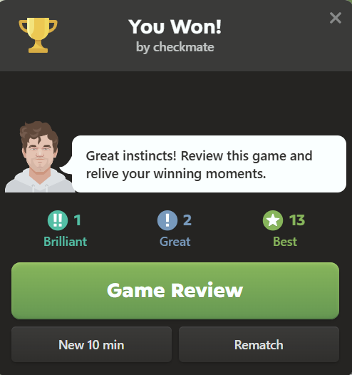 babangiu's tweet photo. first ever brilliant in chess!!!!!!!!!!!!! (400 elo btw) https://t.co/zHAjVBQKri