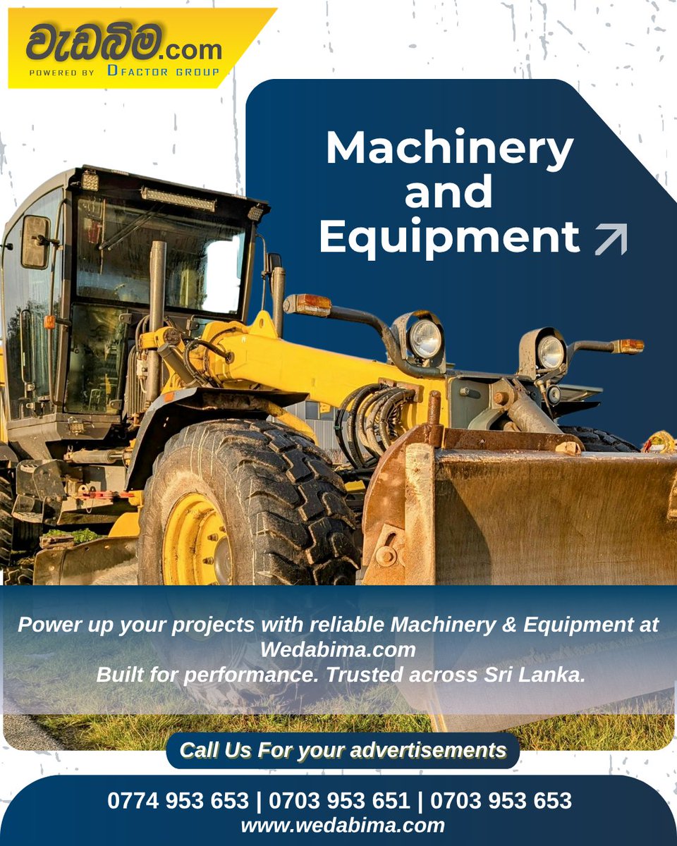 WedabimaC's tweet photo. Machinery and Equipment Sri Lanka

Visit Us 🌐 https://t.co/9GARh11zll

Call us For your advertisments: 0774 953 653 / 0703 953 651 / 0703 953 653

#Wedabima #HardwareStore  #Wedabima #SriLankaBusiness #MachinerySales #EquipmentSuppliers #BuildSriLanka https://t.co/KGurswHBFQ