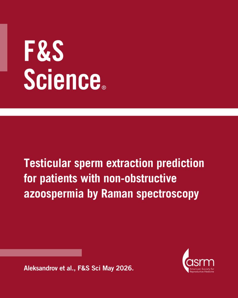 FertStert's tweet photo. 🔴 In F&amp;S Science:

Testicular sperm extraction prediction for patients with non-obstructive azoospermia by Raman spectroscopy

Full text 👇
https://t.co/8itE6hGiqy https://t.co/2Ha8AmzsDQ