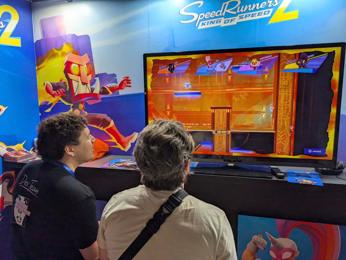 SpeedRunnersHQ's tweet photo. People loved SpeedRunners 2 at @BitSummit in Kyoto 🇯🇵! The queue at our booth throughout the event proves it. Can't wait to have you all play SR2 this July. 🏃 https://t.co/32TKekxyTL