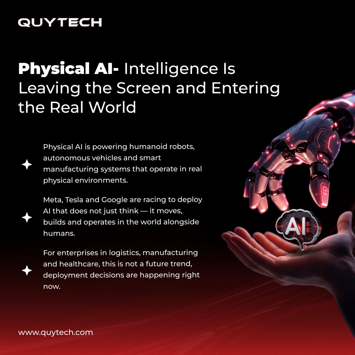 Quytech's tweet photo. Part - 1 , AI is now a competitive advantage, not a future discussion. From #AgenticAI to #QuantumAI, discover the 5 AI trends reshaping enterprise growth in 2026. Which trend is your business prioritising? #EnterpriseAI #Quytech https://t.co/ZyHsrqf4tm