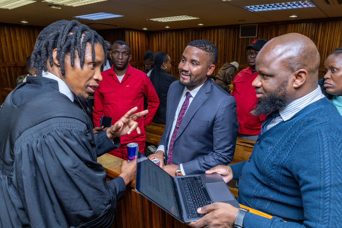 EFFGautengProv's tweet photo. 🚨In Pictures🚨

The EFF Gauteng Leadership at Johannesburg High Court for the Matter between the EFF and the City of Ekurhuleni.

The EFF has consistently held that the Council Speaker misled council and even the people of Ekurhuleni during the budget adjustment voting process, by announcing that the item passed even when it was rejected by majority of council. 

The matter will be heard in Court tomorrow, 27 May 2026, 10:00 AM.