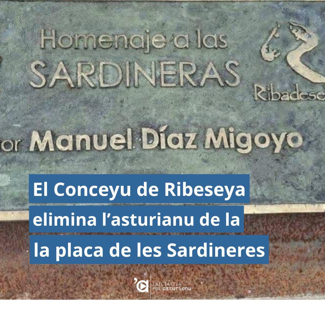 IniciativaxAst's tweet photo. ❌ Denunciamos la desapaición del #asturianu de la placa de la estatua d’homenaxe a les Sardineres en #Ribeseya

👉🏻 L’usu del idioma nun xeneraba nengún tipu de problemática o conflictu nel conxuntu escultóricu

🌐 Más información ⤵️

https://t.co/OKYD98xTv9 https://t.co/wh1M8KWjj3