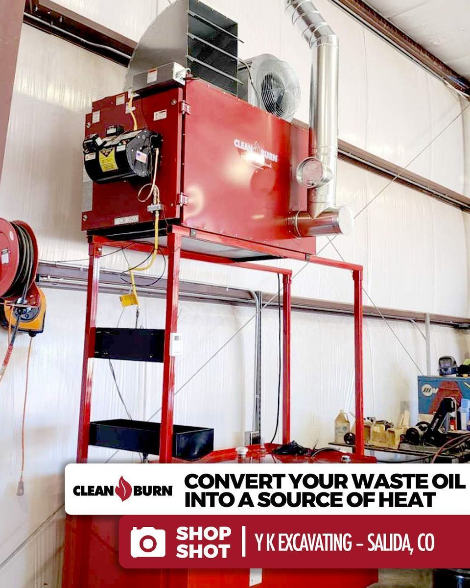 cleanburn's tweet photo. SHOP SHOT: YK Excavating - Salida, CO | #cleanburn #shopshot #furnaces #boilers #HVAC #EnergySaving #AutoService #CarShop #heating #recycle #wasteoil https://t.co/Btni9smHq8