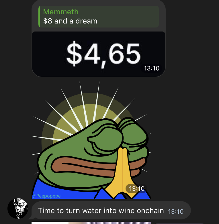 Memethefirst's tweet photo. Time to turn water into wine onchain https://t.co/K2yJGAIVWm