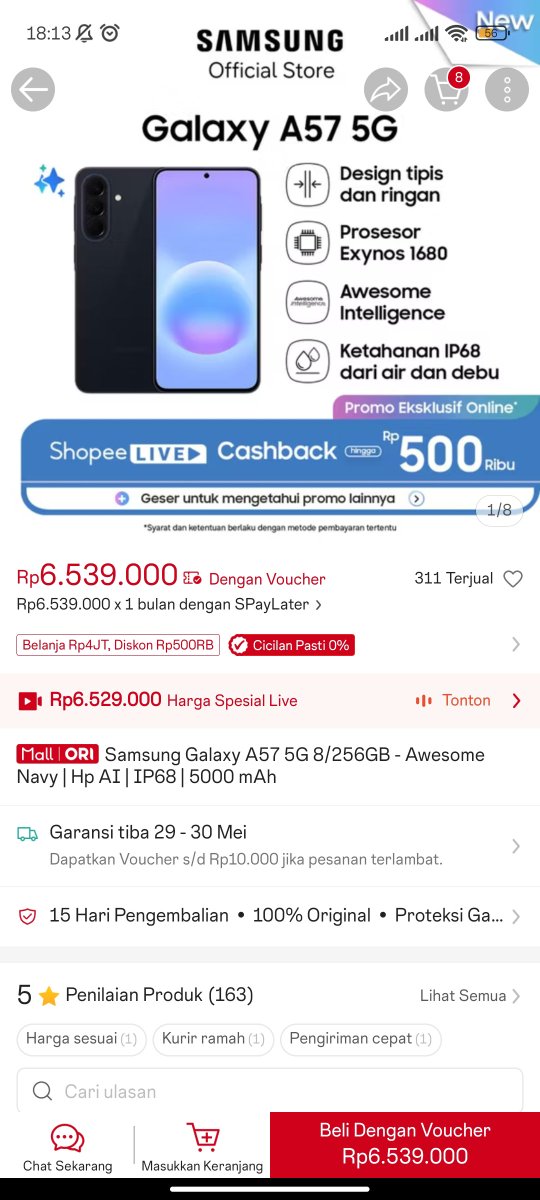 noybxx's tweet photo. @ShopeeID Desain slim &amp; performa kuat Exynos 1680 di Galaxy A57 5G, jadi bebas Explore Cross Passion Mission &amp; ngelakuin banyak hal yang aku suka #GalaxyA57withShopee https://t.co/Dhiswl6GLU