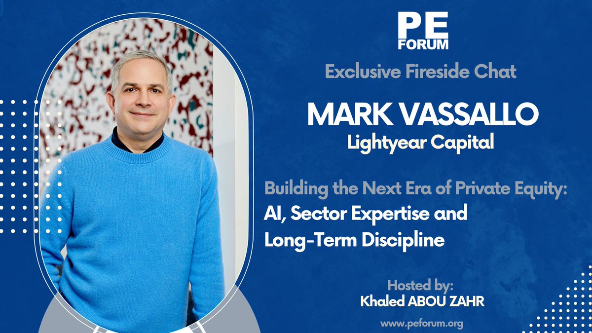 PEForumInt's tweet photo. 🎙️ Exclusive Interview | Mark Vassallo | Lightyear Capital

The future of #privateequity in an era shaped by AI, rising capital costs, evolving LP expectations, and changing exit dynamics.
Watch here: https://t.co/sMMRYRTdPJ

#PEFORUM https://t.co/nr35d7uLaz