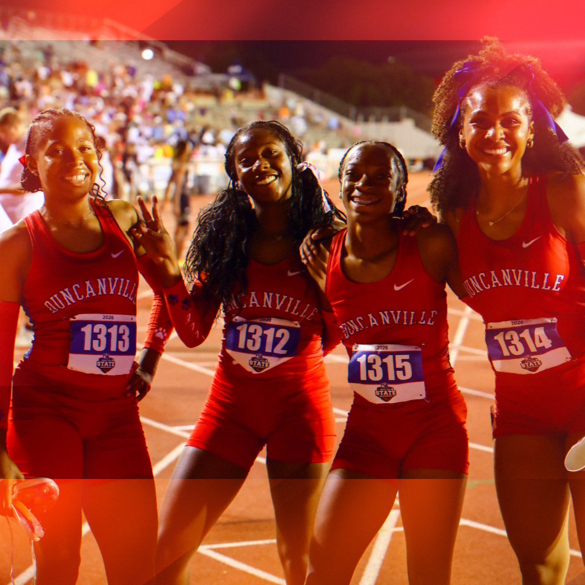 ThrillfitP's tweet photo. THE RECAP: Duncanville won the 2026 6A Girls 4x400 (mile) relay at the Texas UIL State Track and Field Championships with a winning time of 3:41.52. The team consisted of Reaghan Evans, Aria Gooden, Pilar Garcia, and Kristian Coleman.  @UILStateChampi1 @duncanville_isd https://t.co/P2zUuVacQt