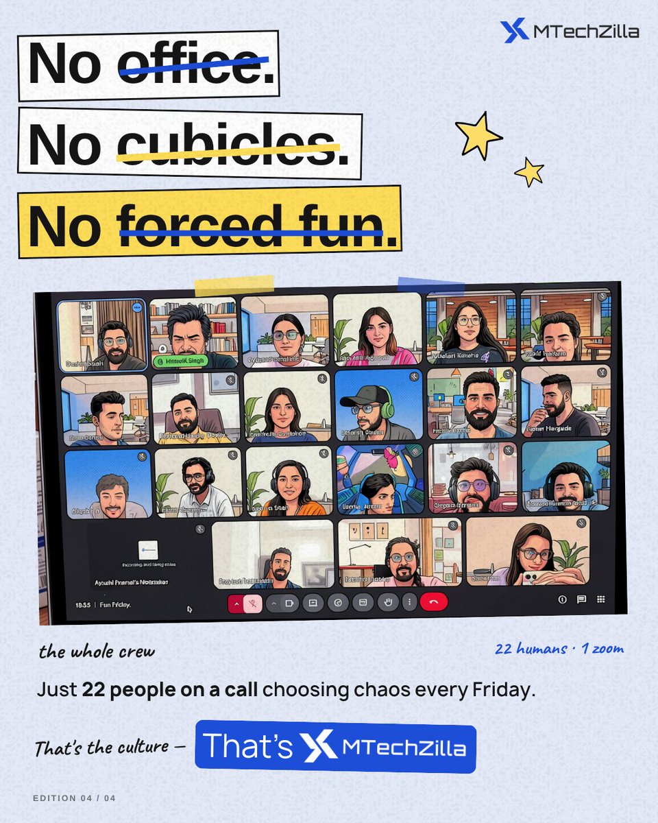 mtechzilla's tweet photo. Fun Fridays @mtechzilla 

On Fridays we shut the laptops and play together and last week our newest joinee captained her team to a win. 

Remote doesn't mean disconnected. You just have to be intentional.

#RemoteWork #FunFriday #LifeAtMTechZilla #MTechZilla #CorporateLife https://t.co/udz2kylror