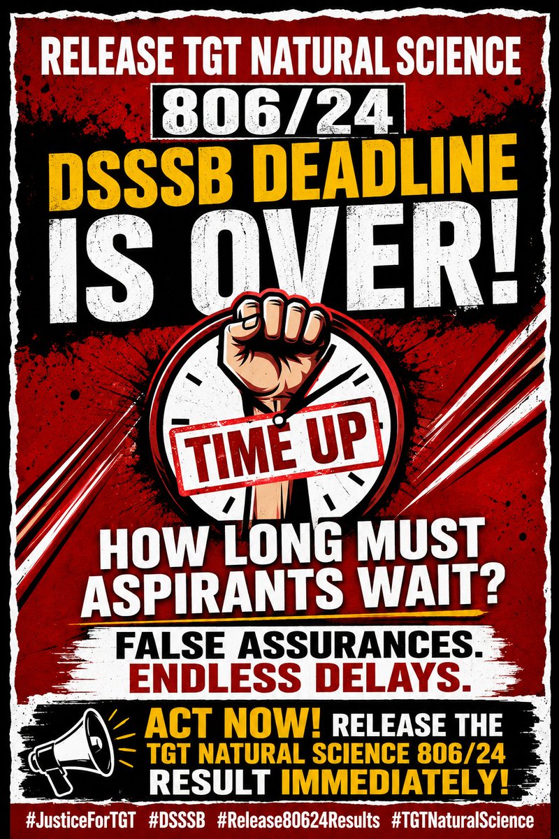Shawdow_flux's tweet photo. ⚠️ @dsssbofficial DEADLINE
IS OVER!
⚠️ HOW LONG MUST
ASPIRANTS WAIT?
⚠️ FALSE ASSURANCES.
⚠️ ENDLESS DELAYS.
⚠️ ACT NOW! RELEASE THE
TGT NATURAL SCIENCE 806/24
RESULT IMMEDIATELY!
#JusticeForTGT #DSSSB #Releasetgtresults #TGTNaturalScience https://t.co/dxyxYA1qCK