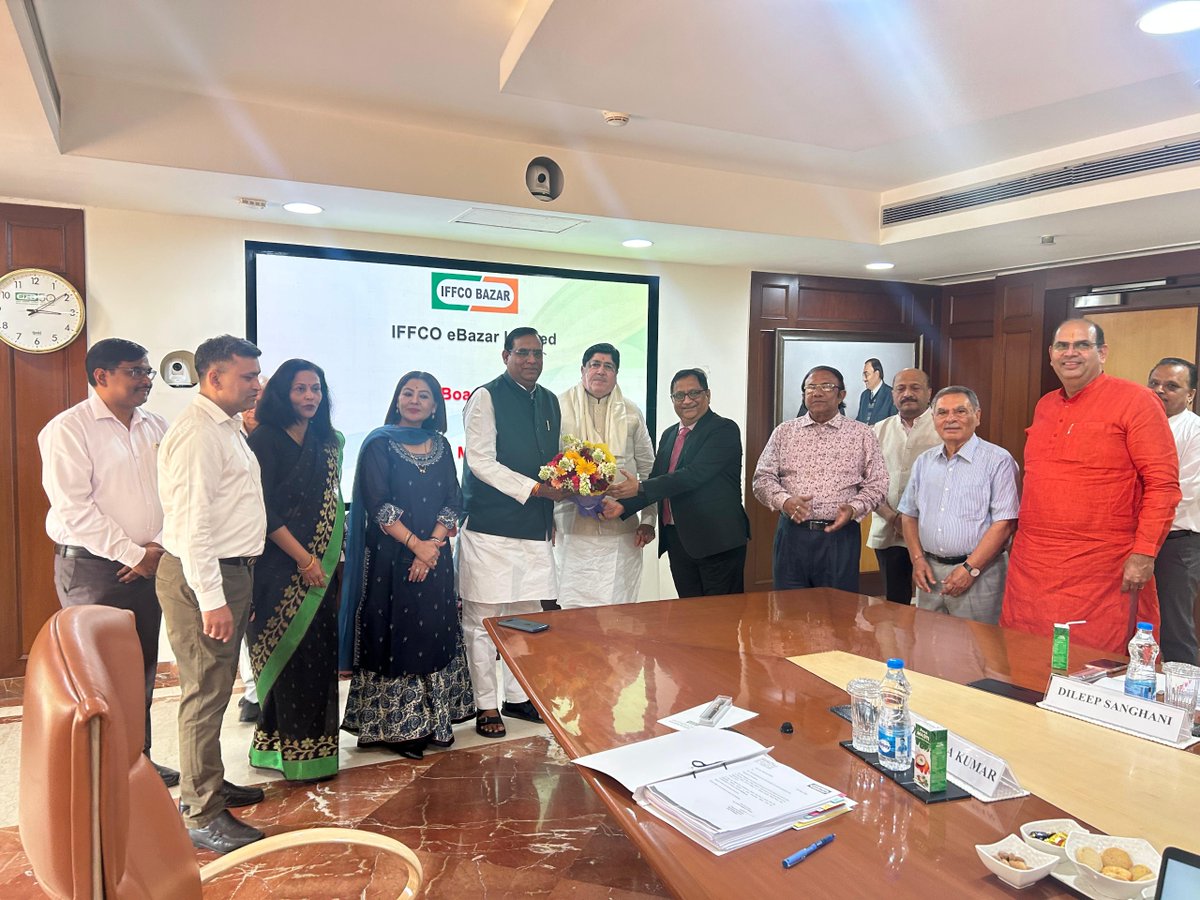 IFFCOBAZAR's tweet photo. IFFCO Bazar extends heartfelt congratulations to Shri Dileep Sanghani Jee as Chairman of IFFCO Bazar.
All Board members felicitated and greeted him on this occasion.

#IFFCOBazar #DileepSanghani #ChairmanIFFCOBazar #Leadership #BoardMeeting #FarmerFirst #AgricultureIndia #CooperativeStrength #KrishiVikas #IndianAgriculture #LeadershipMoment