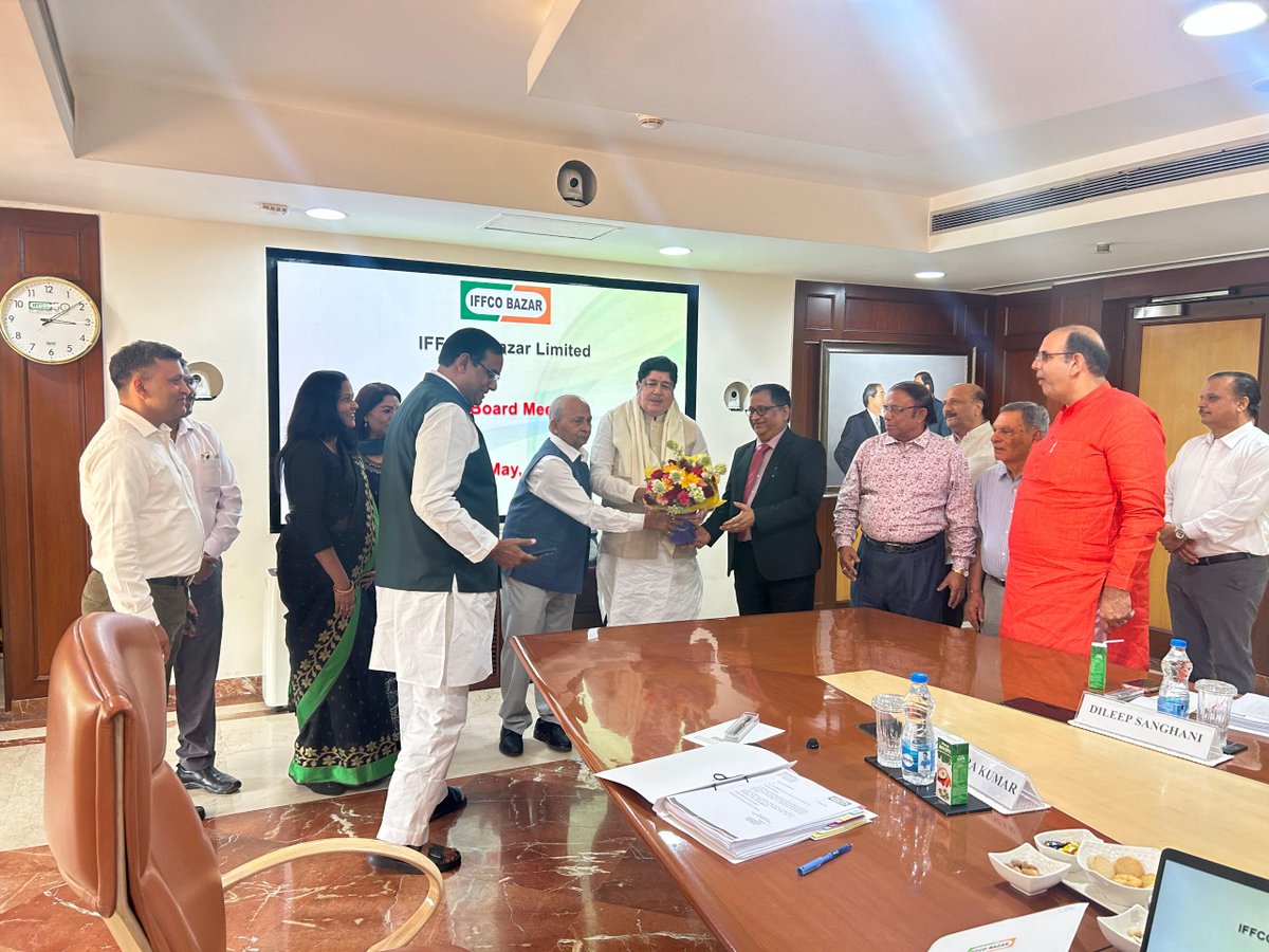 IFFCOBAZAR's tweet photo. IFFCO Bazar extends heartfelt congratulations to Shri Dileep Sanghani Jee as Chairman of IFFCO Bazar.
All Board members felicitated and greeted him on this occasion.

#IFFCOBazar #DileepSanghani #ChairmanIFFCOBazar #Leadership #BoardMeeting #FarmerFirst #AgricultureIndia #CooperativeStrength #KrishiVikas #IndianAgriculture #LeadershipMoment