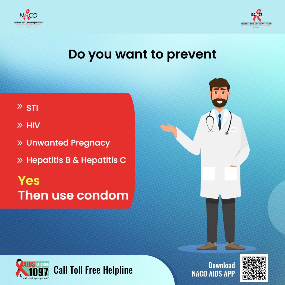 rsacsjaipur's tweet photo. Do you know #STIs, #UnwantedPregnancy, #HepatitisB and #HepatitisC can be saved by using condom correctly and consistently!
#UseCondom #KnowtheFacts #SexuallyTransmittedInfection #SafeSex #KnowFacts #KnowHIV #HIVFreeIndia
Ministry of Health and Family Welfare, Government of India https://t.co/o8EsbWNLR0