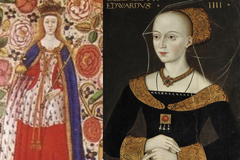 LauraAKarim's tweet photo. #WarsoftheRoses 

OTD in 1465 - Elizabeth Woodville was crowned Queen of England. This followed her secret marriage to the Yorkist King #EdwardIV (traditionally said to have taken place on 1 May 1464) & its revelation to the King’s disapproving family & closest supporters in September 1464. 

Elizabeth’s Lancastrian predecessor Margaret of Anjou had been crowned after only 37 days of marriage to #HenryVI. Although Margaret wasn’t universally popular at the time of her marriage, especially not with the faction who had wanted to continue the #HundredYearsWar, her status as a French princess ensured her marriage was acceptable to the King’s subjects & she didn’t face the level of disapproval which Elizabeth did. This disapproval likely explained the longer gap before Elizabeth’s own coronation. Her husband Edward IV was having to reconcile key players at his court to their marriage first. 

Edward’s mother Cecily Neville, Dowager Duchess of York made no secret of her disapproval of her son’s choice of bride & Elizabeth’s unsuitability. These sentiments were shared by Edward’s mentor & cousin, the man who had helped to make him King in 1461, Richard Neville, Earl of Warwick (the Kingmaker.) Edward had also humiliated Warwick by keeping his marriage a secret from him & only revealing it when Warwick had in good faith brokered a betrothal for Edward to the French princess Bona of Savoy on the instructions of the King & the Privy Council. 

It is often said that Elizabeth’s low social status as the widow of a knight, Sir John Grey, lay at the root of the disapproval she encountered from those closest to Edward. But this was only half the story. Elizabeth Woodville’s mother, Jacquetta of Luxembourg was a European princess & had become part of the extended Lancastrian royal family through her first marriage to John, Duke of Bedford. As a widow, Jacquetta had gone on to marry Sir Richard Woodville, Elizabeth’s father, & a man far below her on the social scale. 

For Warwick & other long term Yorkist supporters, Elizabeth’s Lancastrian connections were likely more problematic than her low birth. Jacquetta & Richard Woodville had been close to both Henry VI & his Queen Margaret of Anjou. In this capacity Richard Woodville had been one of Warwick’s opponents for control of the English Channel in 1458-60. 

Understandably, those who had sacrificed so much in the service of the House of York during the difficult years from 1455 to 1461, were not best pleased by the prospect of Edward’s marriage diverting rewards & lands into the hands of former opponents once his kingship had finally started to be secure in 1464. These views were not restricted to Warwick alone with the chronicler Jean de Waurin recording how the Privy Council responded to the revelation of Edward’s marriage to Elizabeth by telling him that ‘he must know that she was no wife for a prince such as himself.’

As King, Edward’s choice of bride should have been a matter of state rather than personal preference, hence the angry response from the Privy Council. By marrying Elizabeth he had squandered the opportunity of making an advantageous foreign alliance with a French, Castilian or Scottish bride which could have enhanced his own & England’s security. (Assuming he was truly free to marry of course & not already secretly married to Eleanor Talbot, which seems likely.)

Nonetheless, by May 1465 Edward’s family & closest supporters had reconciled themselves to his marriage & accepted Elizabeth as Queen. The greater & more dangerous future problem would stem from the size of Elizabeth’s family & Edward allowing her to corner the marriage market for her sisters & other female relatives leaving a lack of eligible male heirs for Warwick’s daughters, but that’s a story for another post.