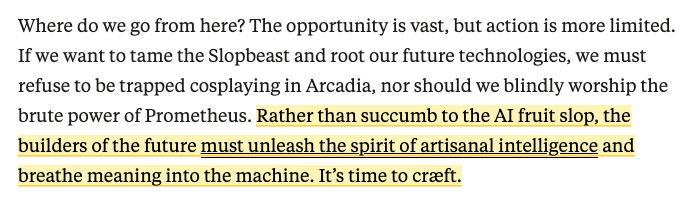 andrewjb_'s tweet photo. yet more proof that @LouisElton96 is truly one-of-a-kind

an excellent essay on nostalgia vs accelerationism, the aesthetics of progress, and how to end slop by tapping into artisanal intelligence: https://t.co/qLAsuQamUe