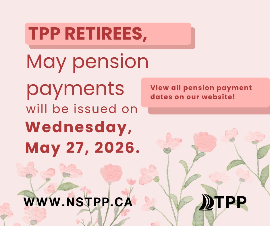 yourNSTPP's tweet photo. TPP retirees, May pension payments will be issued on Wednesday, May 27, 2026. View all 
pension payment dates on our website: https://t.co/uwiyUZDAt1 https://t.co/mMjtO4SM2H