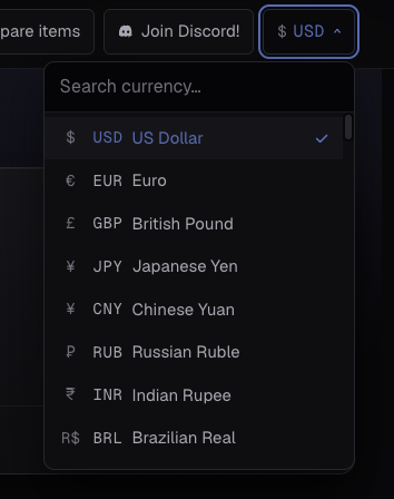 cs2tokens's tweet photo. Added support for nearly all currencies. https://t.co/BAKdRYwdaR