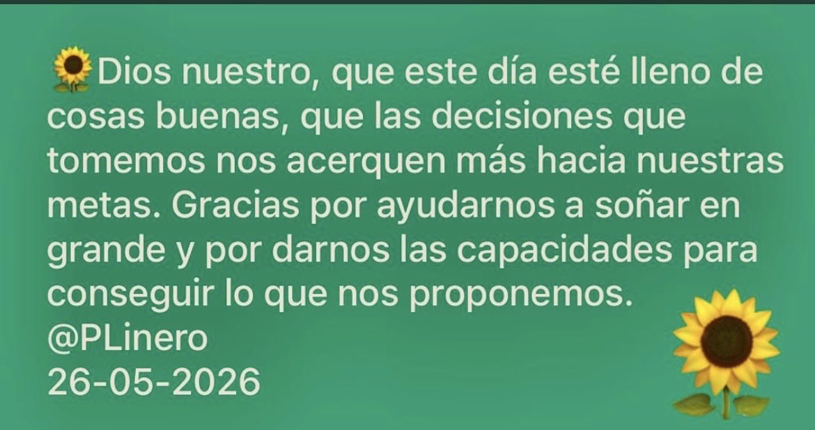 nikitip1's tweet photo. Oración y tarea que nos regala hoy 26-05-2026 @PLinero…
🌻Tarea: Antes de responder, piensa.
🎵Feliz☀️día🎵 https://t.co/73itNzruxF