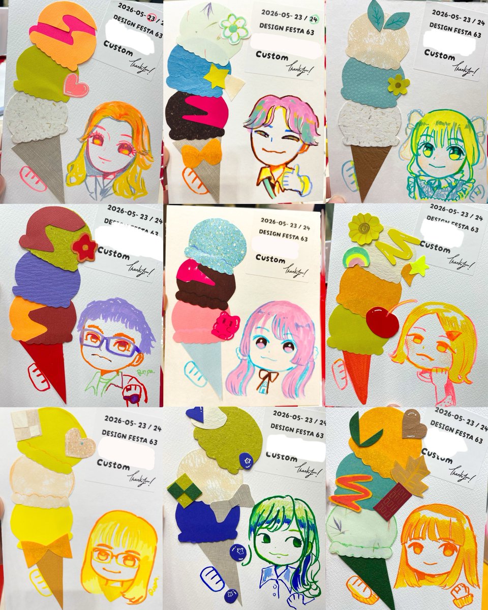 デザフェス63 にて制作した共感覚似顔絵＆共感覚アイス似顔絵です