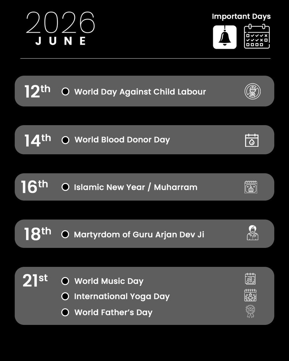 tech_elephant's tweet photo. Here’s everything June 2026 is lined up with!
Swipe through and spot all the interesting days ahead.
Missed any day? Comment Down Below!

#WhiteElephantTech #MonthlyHighlights #Importantdays  #MomentsThatMatter #socialcalendar #WE https://t.co/Daa6V5dotY