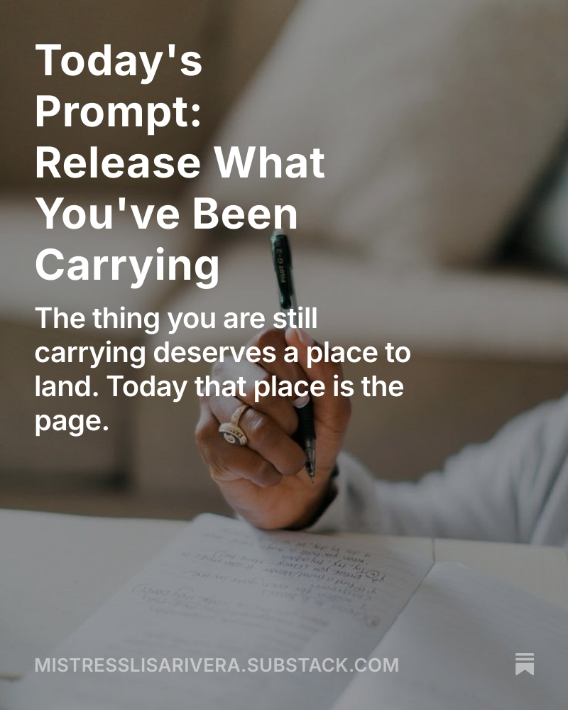 TheLisaRivera's tweet photo. There is something you have been carrying that you have never fully put down.
Today's daily journal prompt is for exactly that.
5 minutes. Honest writing. Before your phone touches your hand this morning.
You don't need answers. You just need the page.
https://t.co/5Kpt7Y4bBN https://t.co/zneXNl6fOn