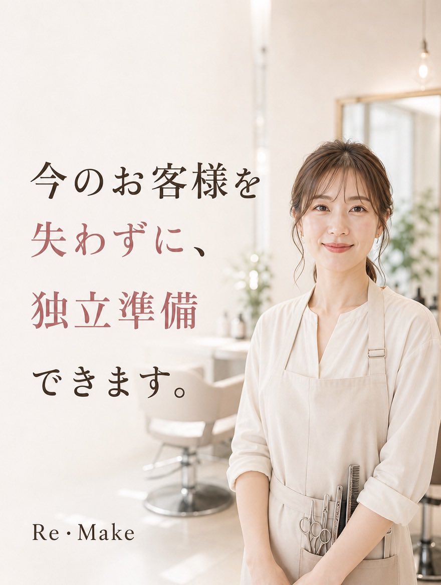 rf_room's tweet photo. 「独立したい」

でも、

・お客様が離れそう
・家賃が不安
・固定費が怖い
・まだ店を持つ勇気がない

そんな声を本当に多く聞きます。

でも今は、
空いているサロンを活用しながら、
今のお客様を失わずに、
少しずつ独立準備する働き方も増えてきました。

“店を持つ”前に、
まずは顧客を育てる。

そういう時代に変わってきている