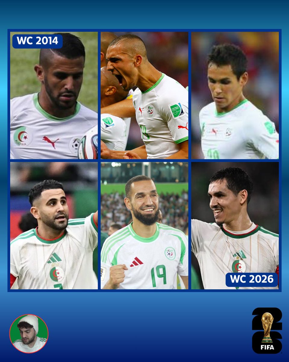 AlgerianFooty's tweet photo. Mahrez, Bentaleb and Mandi will play at their SECOND World Cup… 😮🇩🇿 https://t.co/bYvd7tnXZc