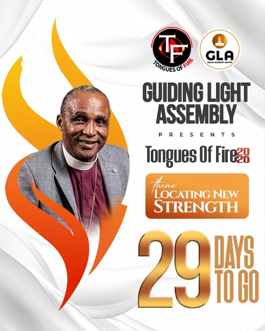 glaabuja's tweet photo. Only 29 days to go until Tongues Of Fire 2026! ⏳🔥

Get ready to move from weariness into supernatural empowerment. It’s time for LOCATING NEW STRENGTH.

Clear your schedules and prepare your hearts for an unforgettable encounter with God.

#GLAAbuja #TonguesOfFire https://t.co/xTKMX5t2dt