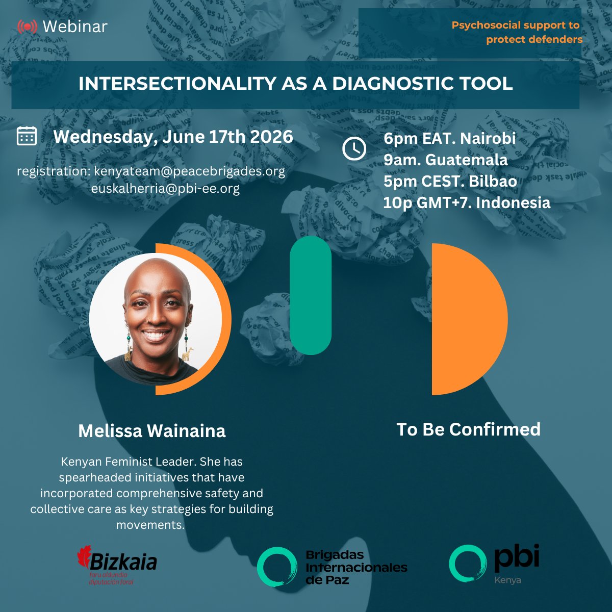 pbikenya's tweet photo. 🛡️Join us for 3 webinars on holistic human rights protection, covering indigenous practices, psychosocial support &amp; intersectionality.
📅 2nd June | 10th June | 21st June 2026, all at 6PM EAT
🇬🇧 English: kenyateam@peacebrigades.org🇪🇸 Spanish: euskalherria@pbi-ee.org
Register now! https://t.co/GpSidPHmw2