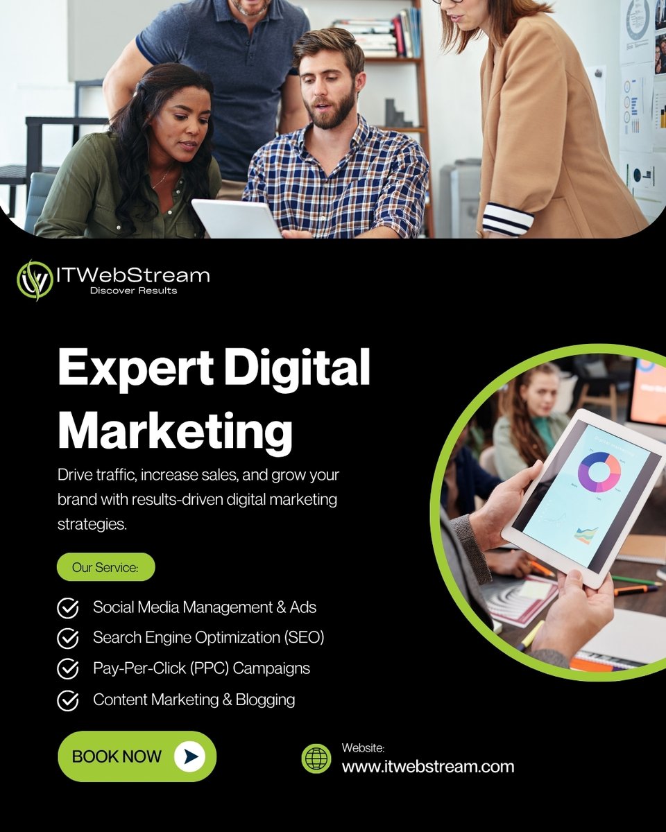 ITWebStream's tweet photo. Grow Smarter with Our Expert Digital Marketing 🚀

📈 Build visibility, attract quality leads, and turn online traffic into real business growth with @ITWebStream. 💼✨

#DigitalMarketing #SEO #SocialMediaMarketing #PPC #ContentMarketing #OnlineMarketing #Growth #ITWebStream https://t.co/5FcJGnoyPj