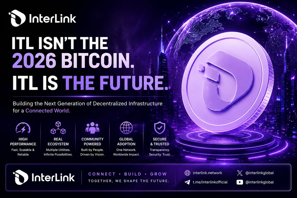 ArifAhmedITL's tweet photo. 🚀 Some call projects “the next Bitcoin.”
But InterLink is building something different. Something bigger.

We do not say ITL is the 2026 Bitcoin.
We say ITL is the Future. 🌐

Because the future is not only about price.
It is about real infrastructure, real adoption, real utility, and real people connected through one powerful ecosystem.

InterLink Token is building more than a blockchain. It is creating a complete digital economy where payments, decentralized identity, social interaction, AI, community governance, and real-world assets can work together in one unified network.

⚡ Why InterLink represents the future:
• High-performance blockchain infrastructure designed for global-scale usage
• Parallel transaction execution technology for faster and more scalable performance
• A growing ecosystem powered by community governance and real participation
• Real Human Network vision focused on connecting people, not just wallets
• Expanding utilities including payment systems, Visa integrations, social systems, rewards, and ecosystem tools
• Global ambassadors and communities helping adoption grow organically across many countries

The future belongs to projects that combine:
✅ Technology
✅ Utility
✅ Community
✅ Vision
✅ Scalability

And InterLink is moving forward in all five directions at once.

This is not about replacing Bitcoin.

This is about building the next generation of decentralized infrastructure for the modern world.
The world is changing.

Digital economies are evolving.

Communities are becoming stronger than corporations.
And in that future, InterLink is positioning itself as one of the ecosystems ready to lead. 🔥

The future is not coming.

The future is being built now.

And the future is InterLink. 🌍✨

@kv_interlink @VyxCrypto629 

#Interlink #ITLG #ITL