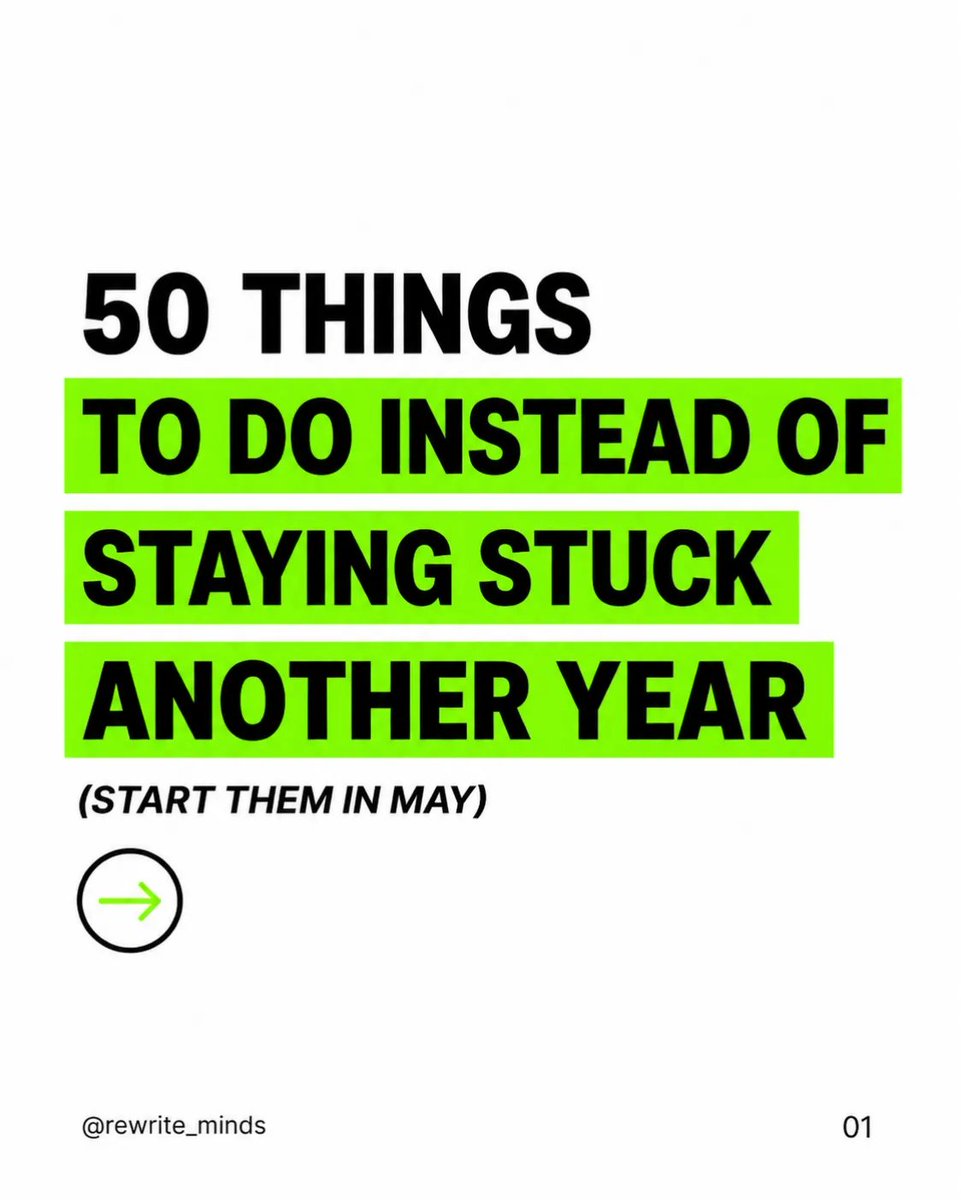 Modernmastery_'s tweet photo. 50 Things To Do Instead of Staying Stuck Another Year:

(Start Them In May). https://t.co/JEZle171eG