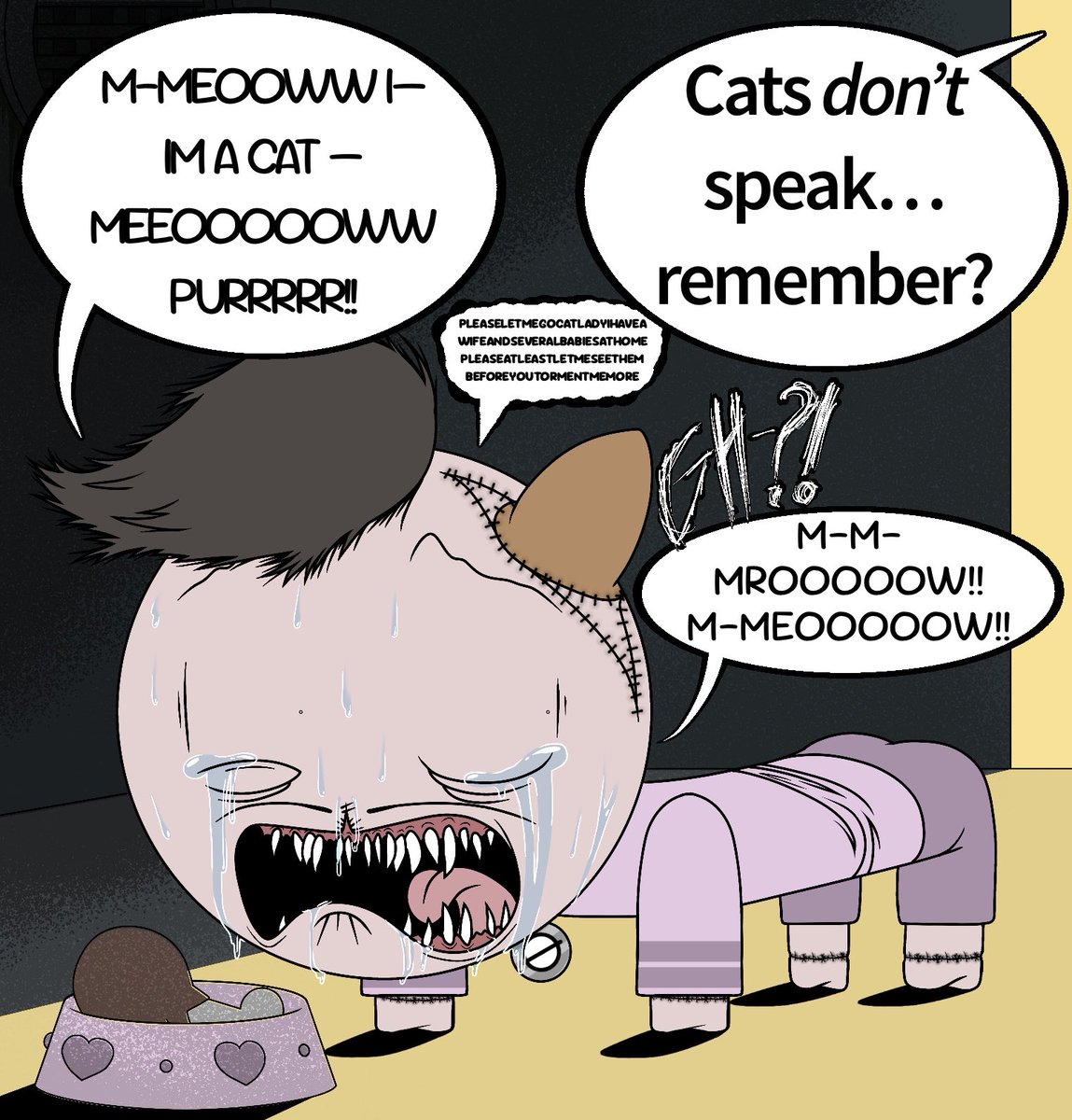 Pixtony2's tweet photo. TW : Blood , Body horror

For my new Mewgenics AU: The Cat Maker.
The Cat Lady, seeing that Tink has outlived his usefulness to her, decides to make him to something more useful https://t.co/bS7Z0AaljD