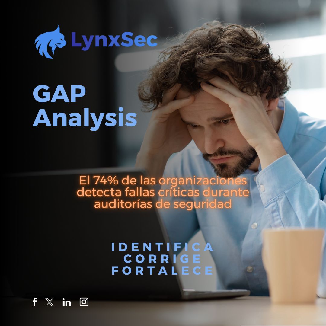 LynxSecMexico's tweet photo. Un GAP Analysis permite identificar brechas entre tu situación actual y las mejores prácticas o normativas requeridas.

Detecta riesgos antes de que se conviertan en problemas críticos.

Más información en https://t.co/HbbZpk425W

#LynxSec #GAPAnalysis #Ciberseguridad #Compliance https://t.co/QQs2BiP4Qc