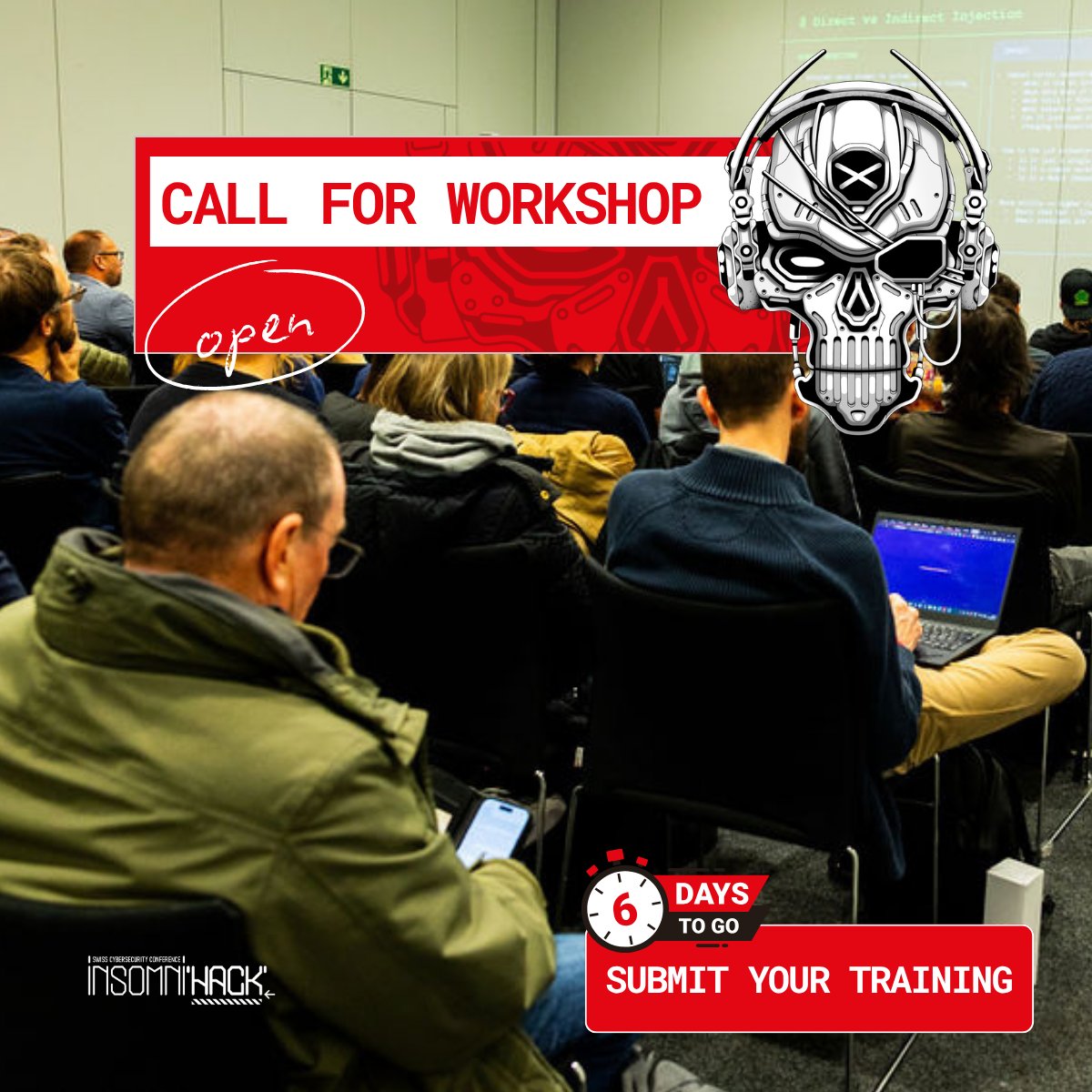 1ns0mn1h4ck's tweet photo. The countdown is on! Only 6 days remaining to submit your workshop's proposal for #INSO27! 🎉

Our Call for Workshops is still open until May 31. Don’t miss this opportunity!

👉 Apply now on our website: https://t.co/Qsdp7Pyteg

#CyberSecurity #CFP #InfoSec https://t.co/F1G7QEweit