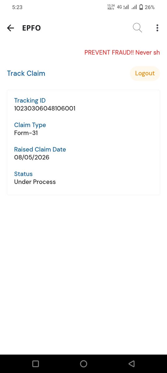 Mr_ConnectsX's tweet photo. @officialepfo Dear EPFO,
I had applied for PF withdrawal on 08 May 2026, but it is still showing “Under Process”. Kindly check my claim status and process my PF withdrawal amount as soon as possible.
#EPFO #PFWithdrawal https://t.co/ZYQSIg29gC