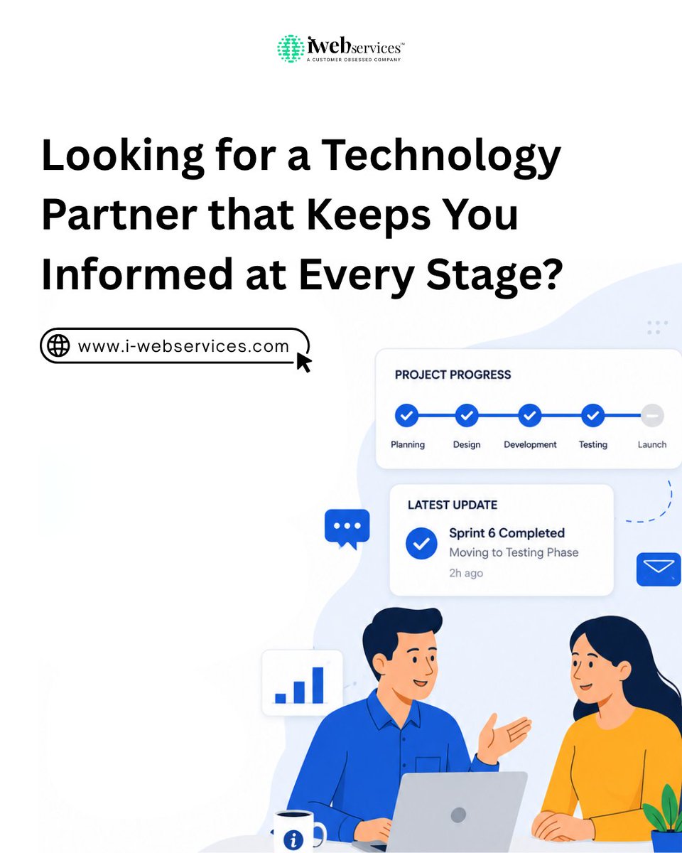 IWebServices's tweet photo. Most clients don’t leave because of pricing.
They leave because communication disappears. 

At #iWebServices, we keep every project transparent with clear updates, timelines, and collaboration 

Let’s build with clarity.

 #WebDevelopment #TechPartner #SoftwareDevelopment https://t.co/f0lShFj9FD