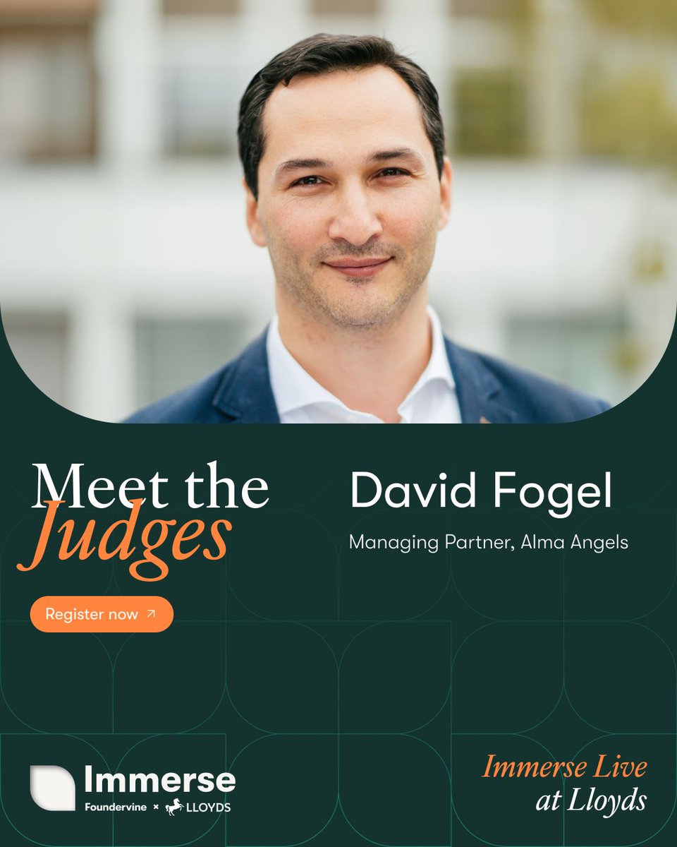 foundervine's tweet photo. Meet the judges deciding who takes home £5,000!

Bringing together expertise in investment, entrepreneurship, and business growth, our judges for Immerse: Live at Lloyds.

Pitch or attend: https://t.co/4WOu5DjsJZ

📍 10 Gresham Street, London, EC2V 7AE
📅 31 July 2026 https://t.co/f0yw7eocX5