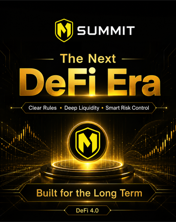 Summit_Protocol's tweet photo. The next DeFi era won’t be driven by hype alone.

It will be built on clear rules, deeper liquidity, intelligent risk control, and sustainable value flow.

Summit is not chasing short-term noise.
It is building a system designed to run long-term.
DeFi 4.0 is taking shape. 🔥 https://t.co/6CA5cAzZJG