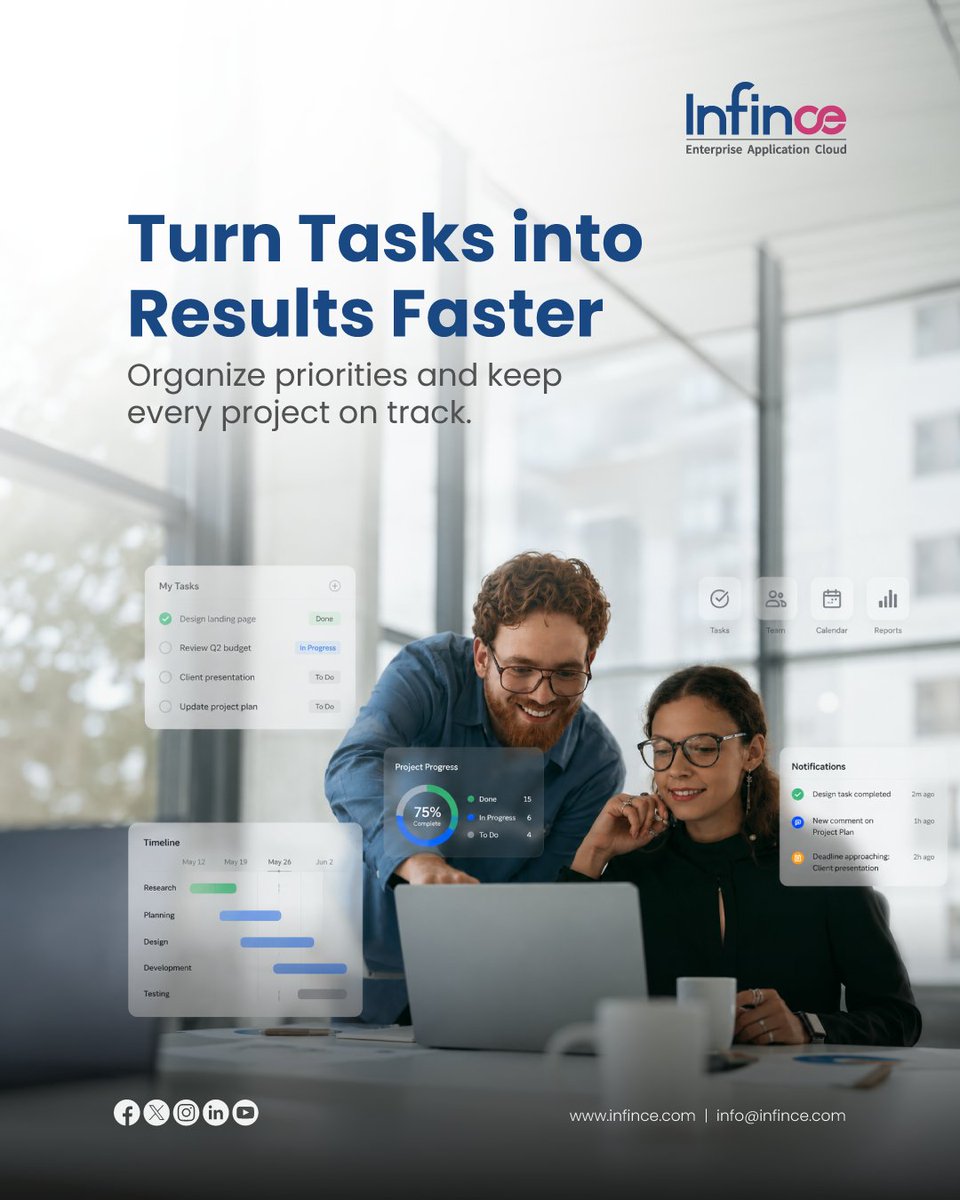 INFINCE1's tweet photo. Turn scattered tasks into organized results.
Keep projects moving, teams aligned, and priorities clear with Infince. 

Learn more at https://t.co/wSf5OclvDm

#TaskManagement #TeamProductivity #ProjectManagement #Infince https://t.co/ND2IcJzaKI