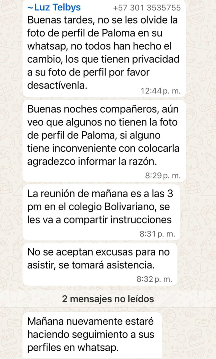 NormaVeraSa's tweet photo. Señor alcalde  @CarlosPinedoC , señora Secretaria  de educación, como defensora de DD HH he recibido denuncias de presunto  constreñimiento contra Constratistas de  
La Secreatria de educación y del Pae para votar por @PalomaValenciaL por parte de una Funciinaria de recursos humanos.
Exigiendo asistencia a reuniones una hoy en el colegio Bolivariano, cambiar fotos de wha sap por el de la candidata, “obligaciones de cumplimento”
Candidata @PalomaValenciaL que piensa de esto ?