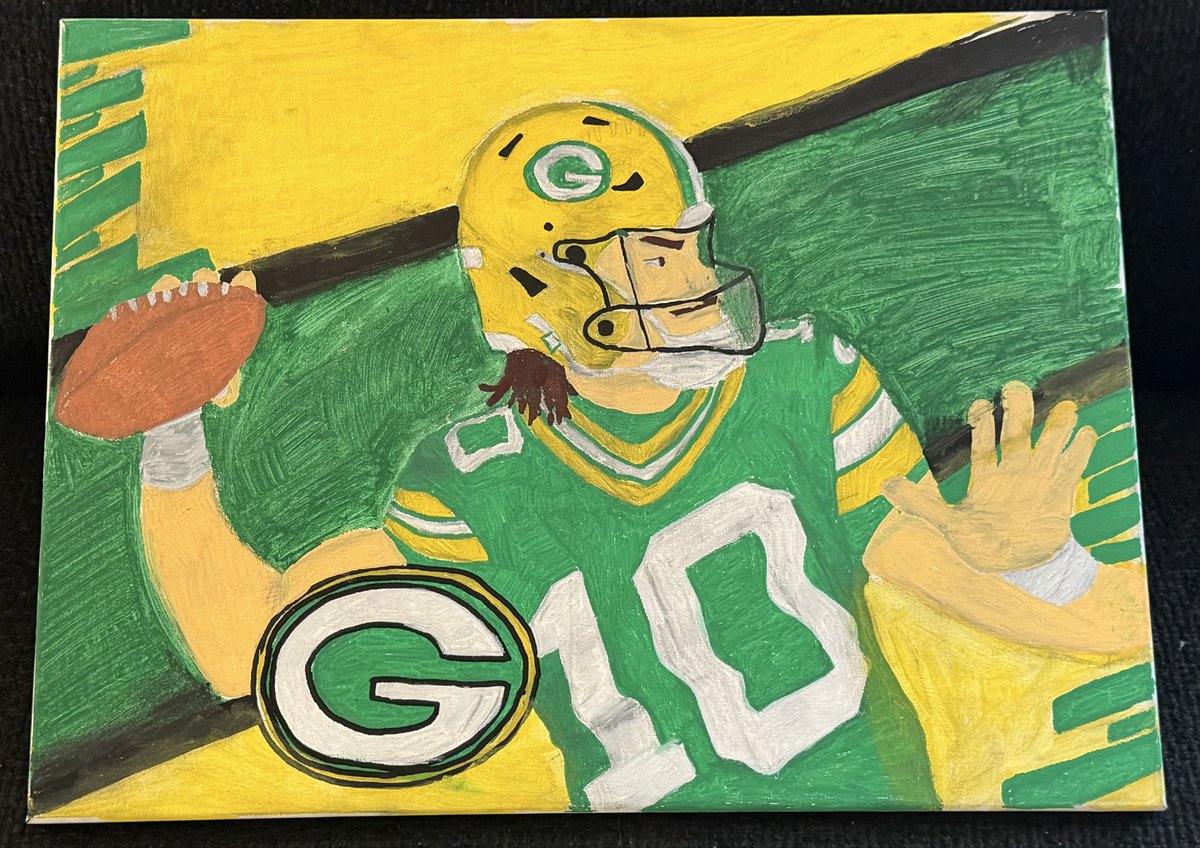 rfleis01's tweet photo. @jordan3love wanted to show you my 11 year old's recent work of art. Not bad right? Commissioned it for $25 for a kid in his class lol. https://t.co/4vEkY0iG3r