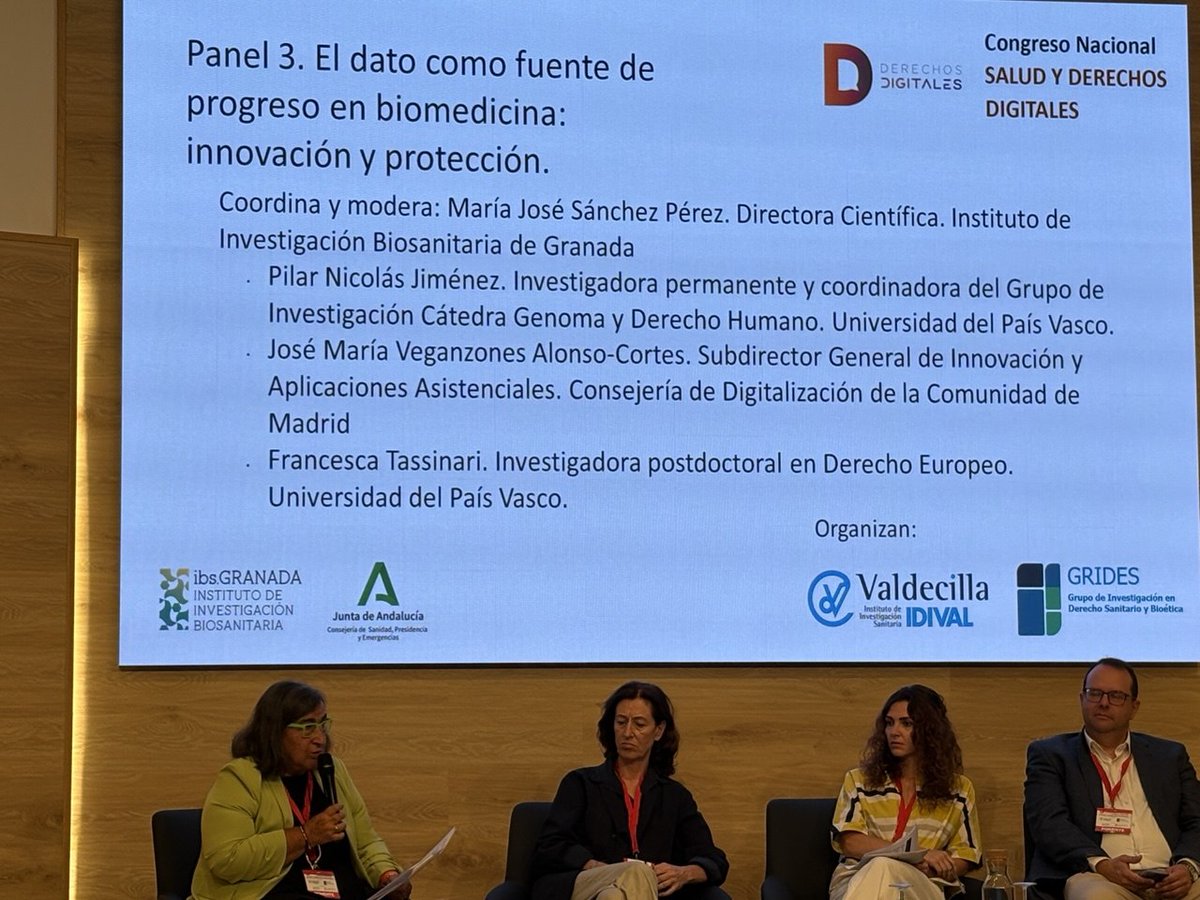 BiobancoDelSSPA's tweet photo. Hoy asistimos al “l Congreso Nacional Salud y Derechos Digitales” que se está celebrando en @EASPsalud en #Granada 
Se está hablando del dato como fuente de progreso en biomedicina, de la IA en salud, digitalización o innovación en salud,… https://t.co/j30YGxr1pL