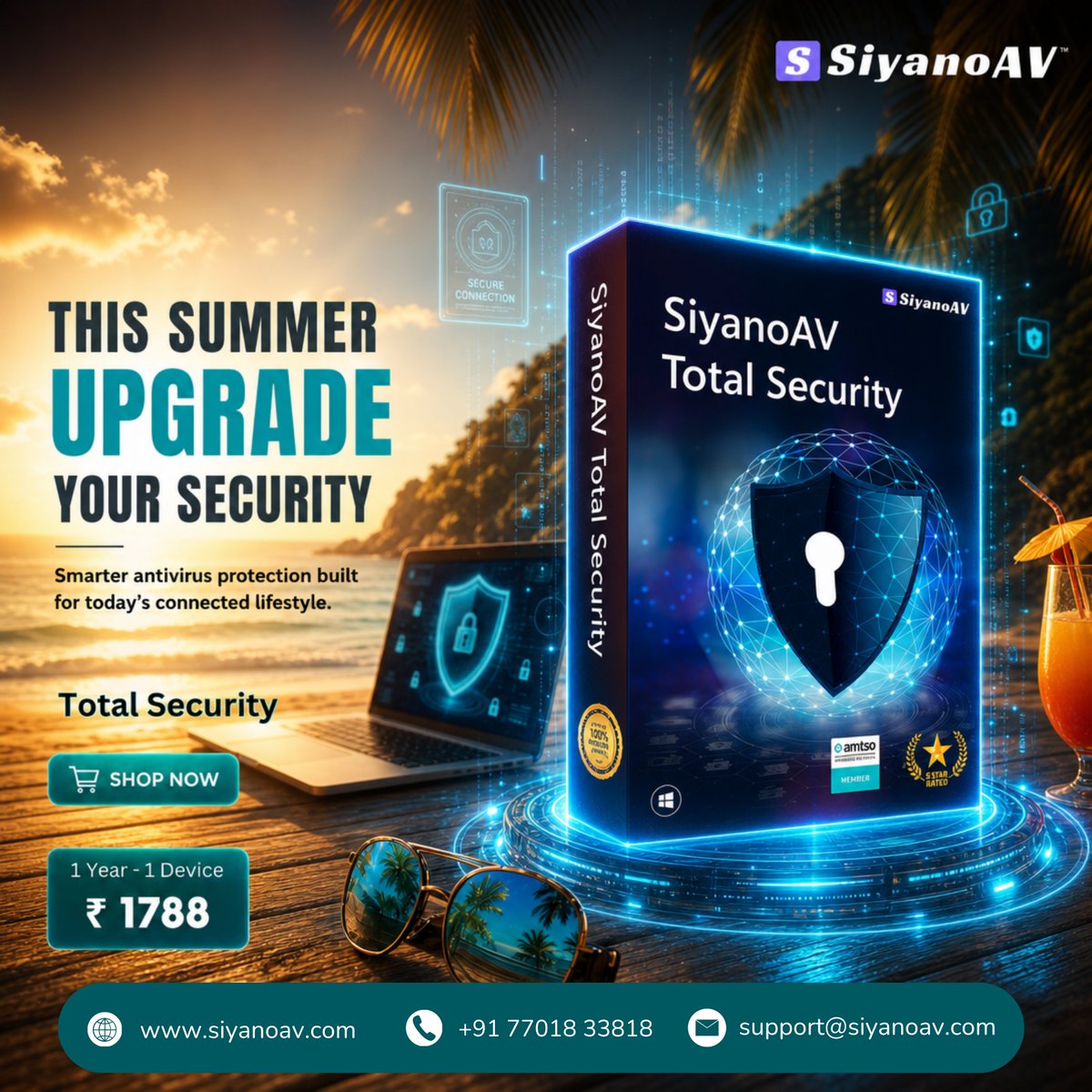 SiyanoAV's tweet photo. POV: you clicked a random link and now your laptop has trust issues 😭🔒 

SiyanoAV Total Security to the rescue bestie — 24/7 malware protection so you can be unhinged online in peace 💅 only ₹1788 no cap 🙌 

https://t.co/x6s72dymbL 
#Tech #CyberSecurity #SiyanoAV #antivirus https://t.co/jSHEAhw9MV