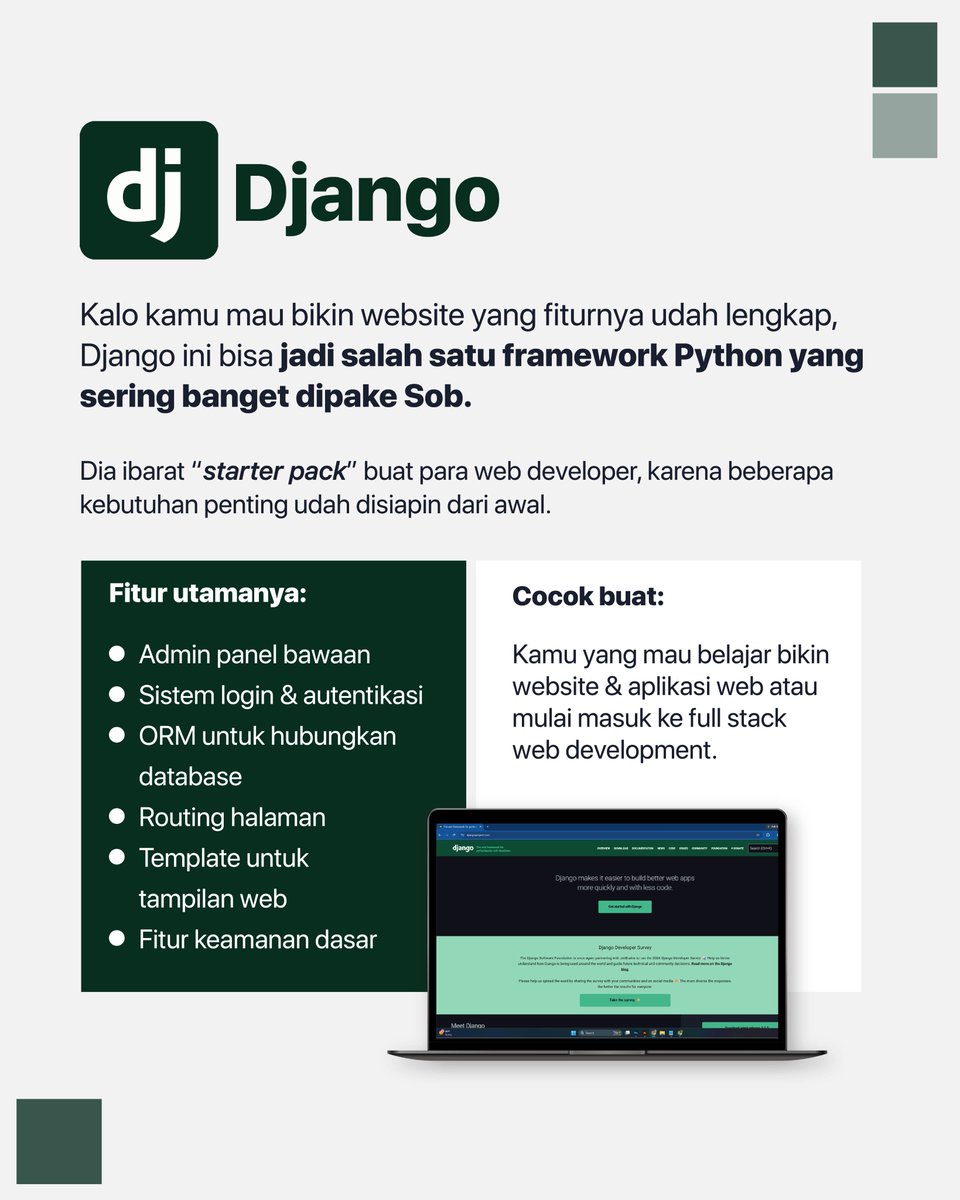 itbox_id's tweet photo. Nah, sekarang udah tau kan Sob.. kalo ternyata Python itu punya banyak fungsi-nya, nggak cuma buat ngoding doang!

Kalo kamu udah pernah nyoba framework yang mana aja nih?
Coba jawab di kolom komentar! https://t.co/zJabFtqIQl